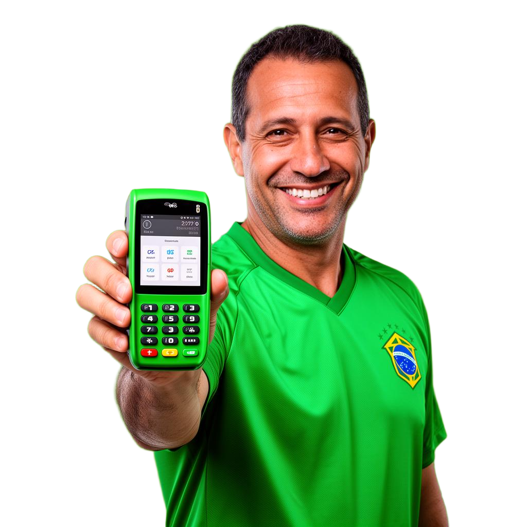 Empreendedor segurando a maquininha